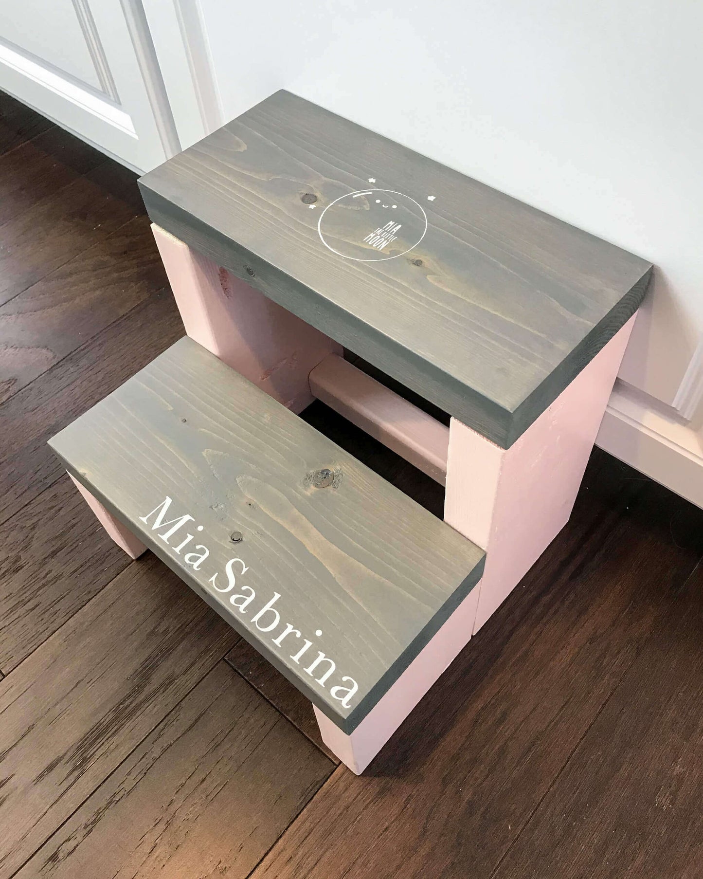 Large Two Step in Sweetheart Paint and Weathered Gray Stain
