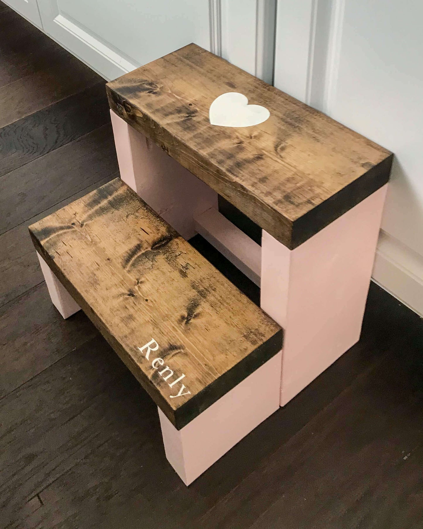 Customized Large Two Step in Sweetheart Paint and Dark Walnut