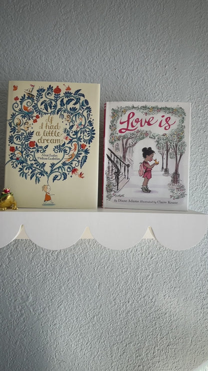 Scalloped Shelf, White Shelf, Wall Mounted Shelf, Book Shelf, Wall Mounted Shelf with Books, Flush Mounted Shelf