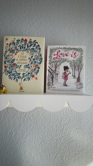 Scalloped Shelf, White Shelf, Wall Mounted Shelf, Book Shelf, Wall Mounted Shelf with Books, Flush Mounted Shelf