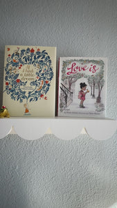 Scalloped Shelf, White Shelf, Wall Mounted Shelf, Book Shelf, Wall Mounted Shelf with Books, Flush Mounted Shelf