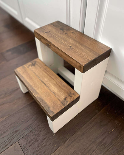 Large Two Step in Lion White Paint and Special Walnut Stain