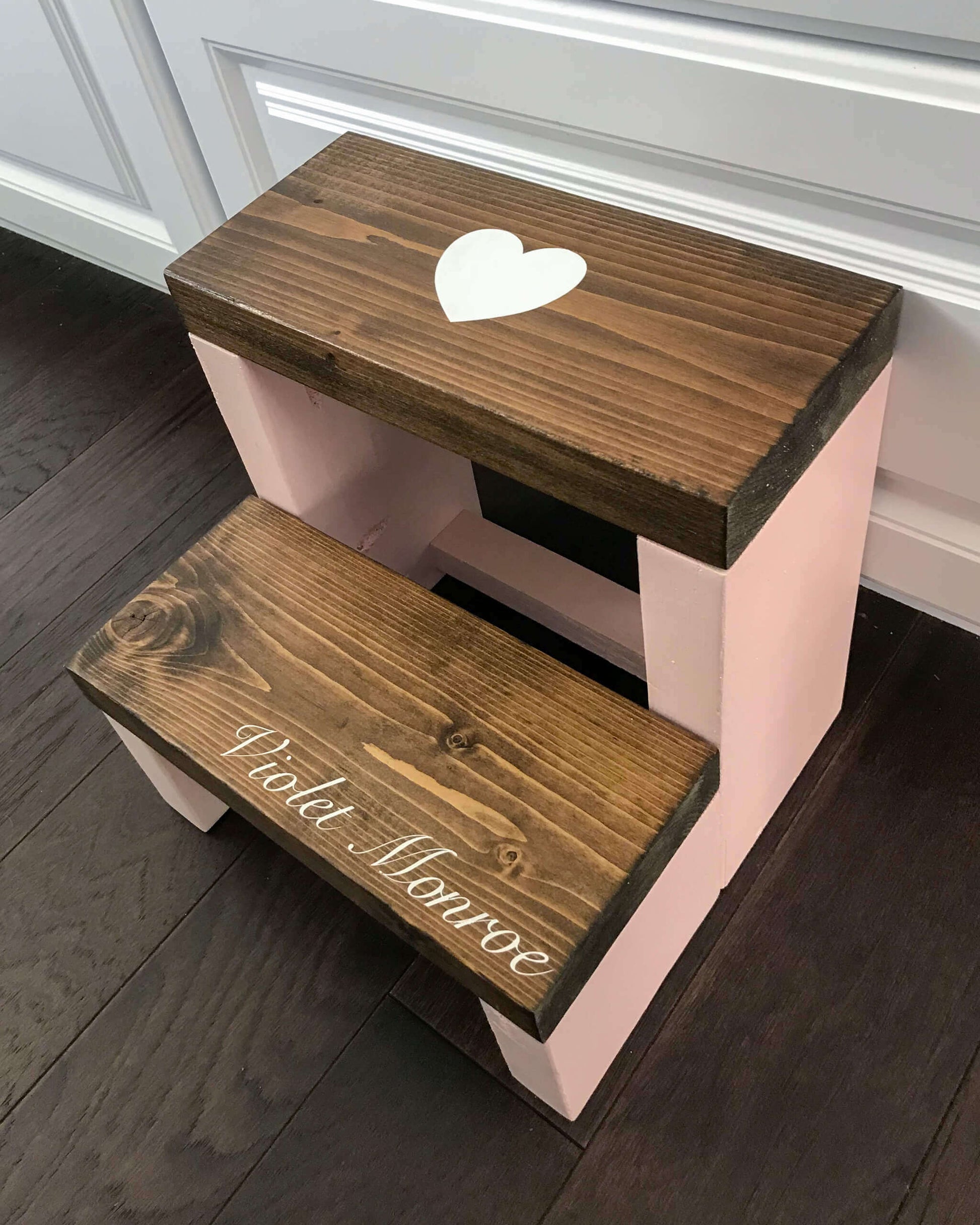Customized Large Two Step in Sweetheart Paint and Dark Walnut Stain