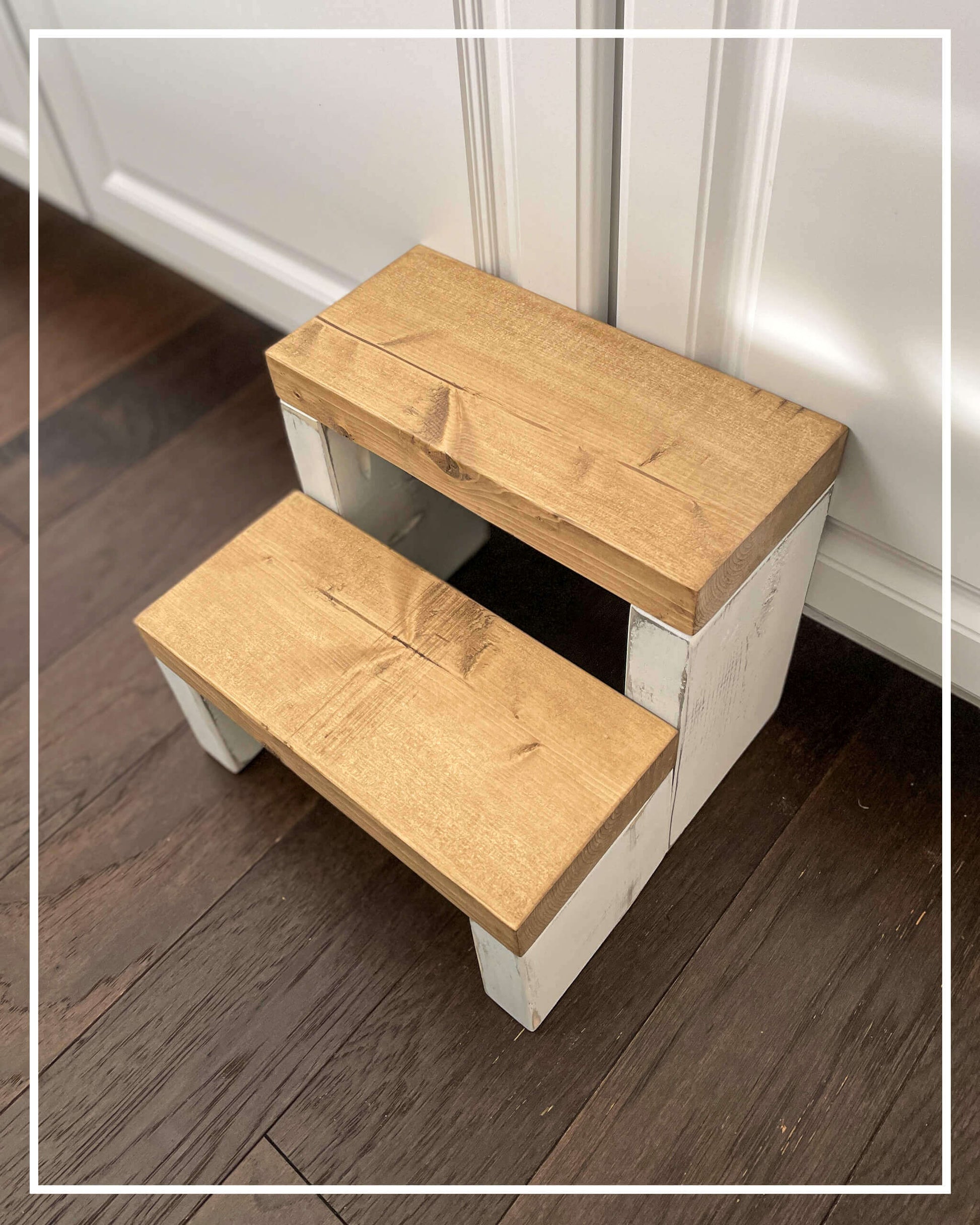 Standard Two Step in Rustic White Paint and Special Walnut Stain